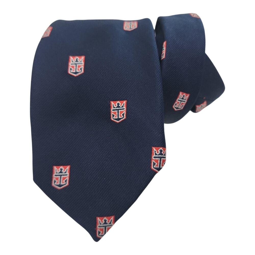 Reis Of New Haven Tie Mens Blue Logo Geometric Classic Necktie One Size